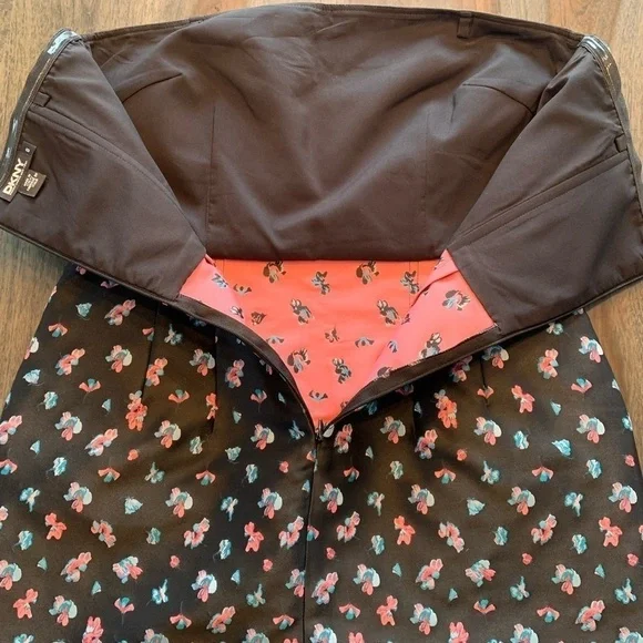 DKNY Strapless Dress Made in Italy Size 8 Black Pink Blue Flowers No Straps. - Picture 10 of 14